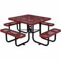 Global Industrial 46in Square Picnic Table, Expanded Metal, Red 277151RD